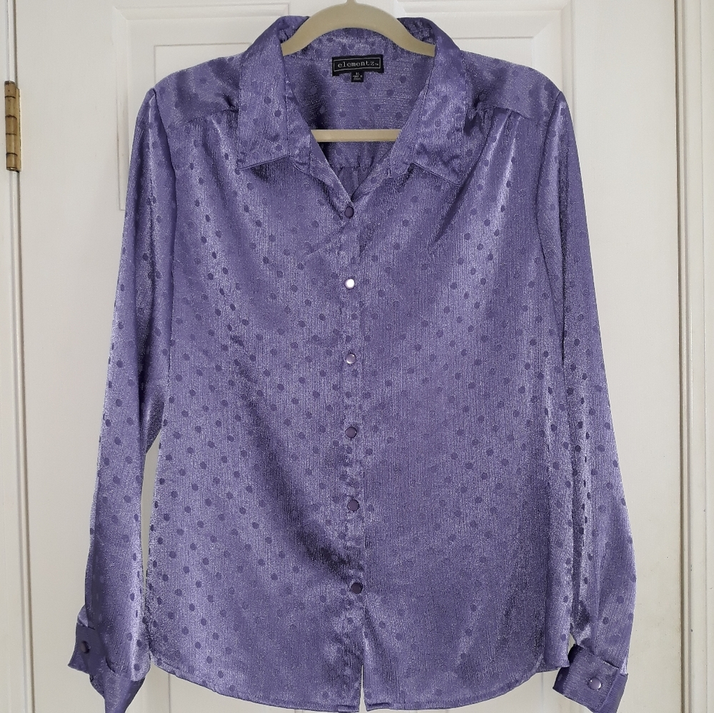 Elementz Purple Iridescent Button Blouse Size XL - Picture 1 of 4